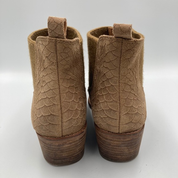 Crown Vintage Giancita Snake Embossed Leather Suede Chelsea Boots Women Size 7 M - Picture 5 of 8